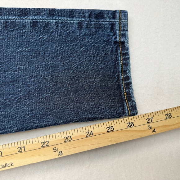 Levis 501 Straight Leg Jeans Size 29X28 Dark Wash Denim Button Fly Distressed - Picture 10 of 16